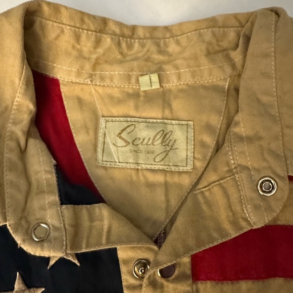 Scully Mens Antique Tan Stars and Stripes Western Shirt button down pearl snaps - Picture 5 of 9